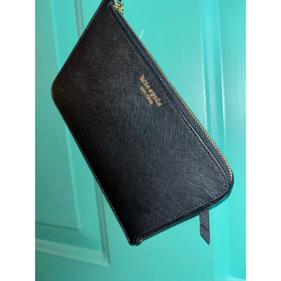 Kate Spade black leather wristlet excellent w - Picture 3 of 9